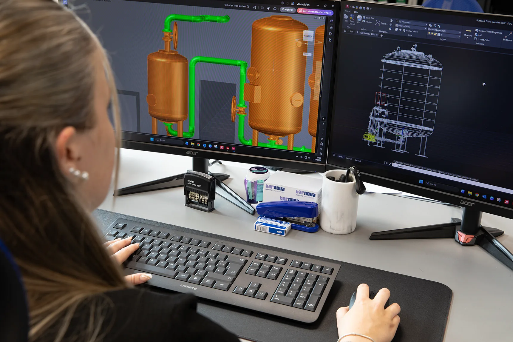Konstruktion einer Druckhaltestation am CAD-Arbeitsplatz bei Barnova