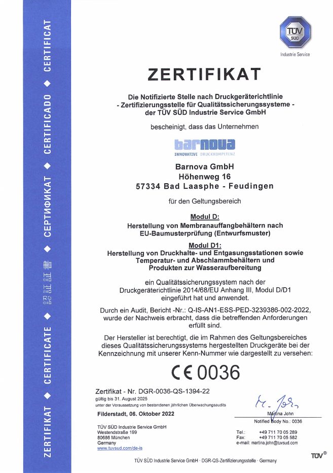 Vorschau: Modul D + D1 nach Druckgeräterichtlinie
